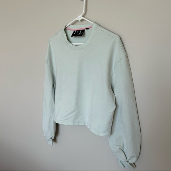 Women’s IVL COLLECTIVE Mint Cropped Sweater, Long Puff Sleeve, Size 10 - Picture 2 of 6